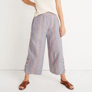 Madewell Women's Side-Button Huston Pull-On Crop Pants in Rainbow Stripe ST